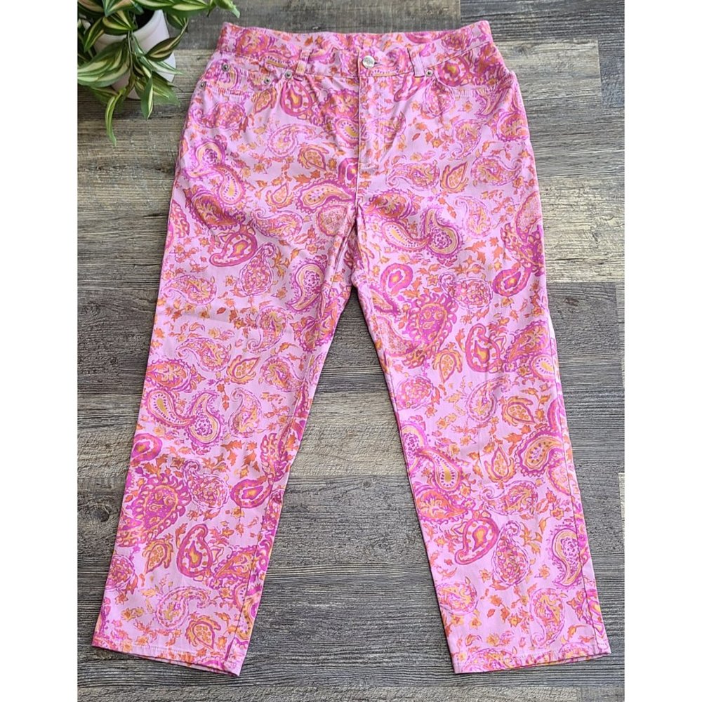 Lauren Ralph Lauren Pink Paisley Jean-Style Cropped Pants Size 8P